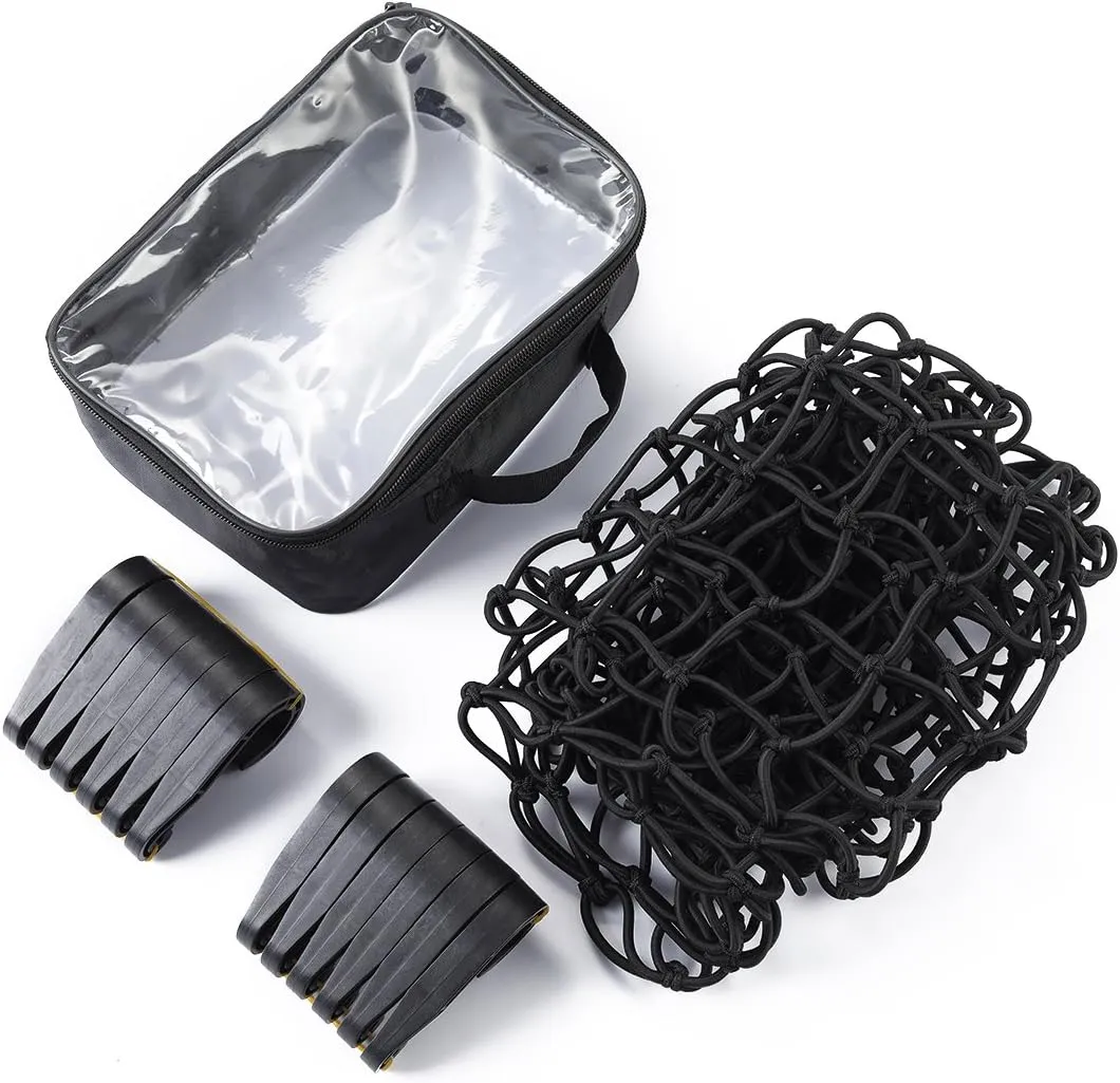 CZC AUTO 22"x38" Black Latex Bungee Cargo Net Strech to 44"x76", Luggage Netting with 2"X2" Small Mesh and 12 Adjustable Plastic Hooks, for Rooftop Cargo Carrier Roof Rail Rack Hitch Basket SUV