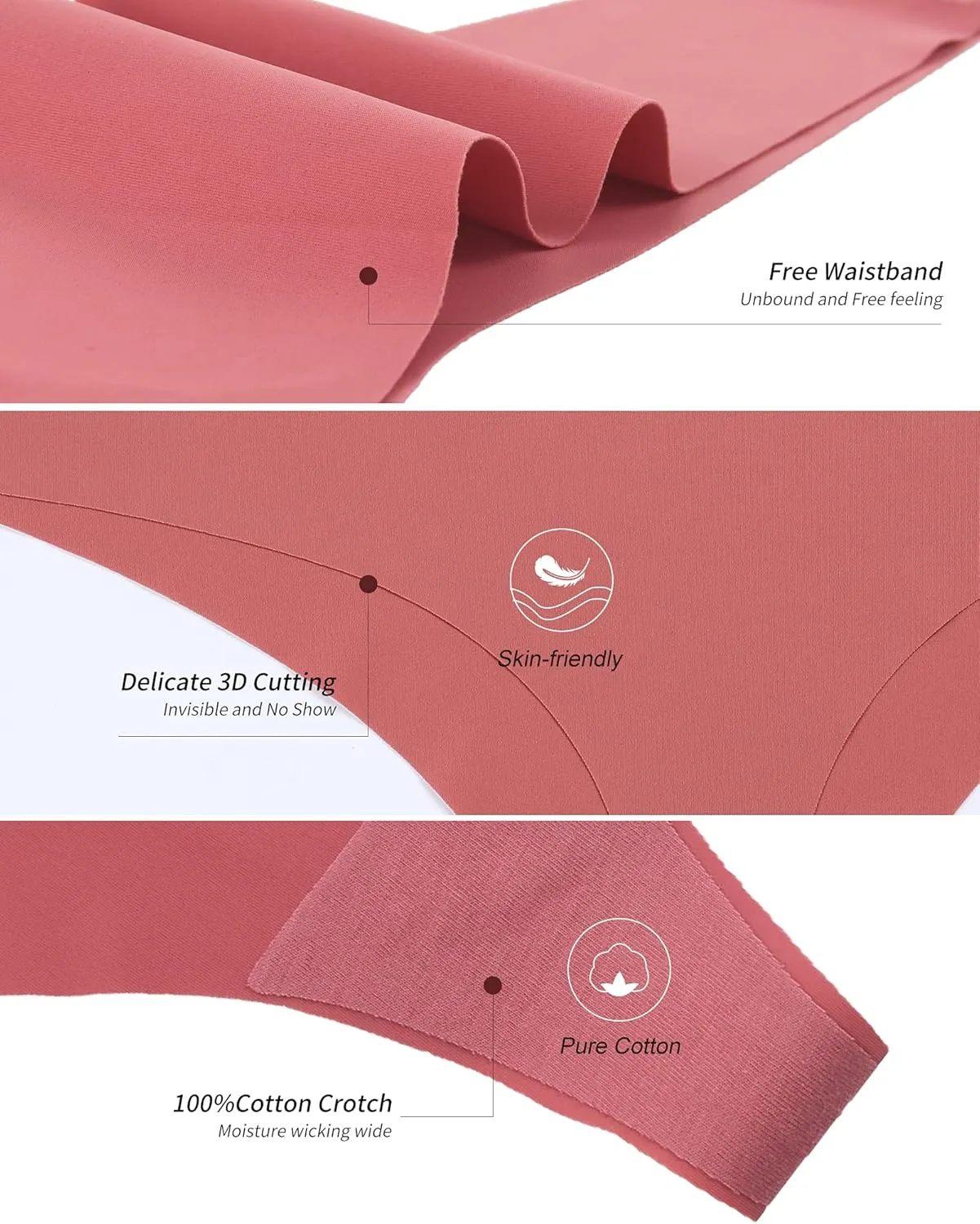 DEANGELMON Seamless Thongs for Women No Show Thong Underwear Women Comfortable Multiple Pack