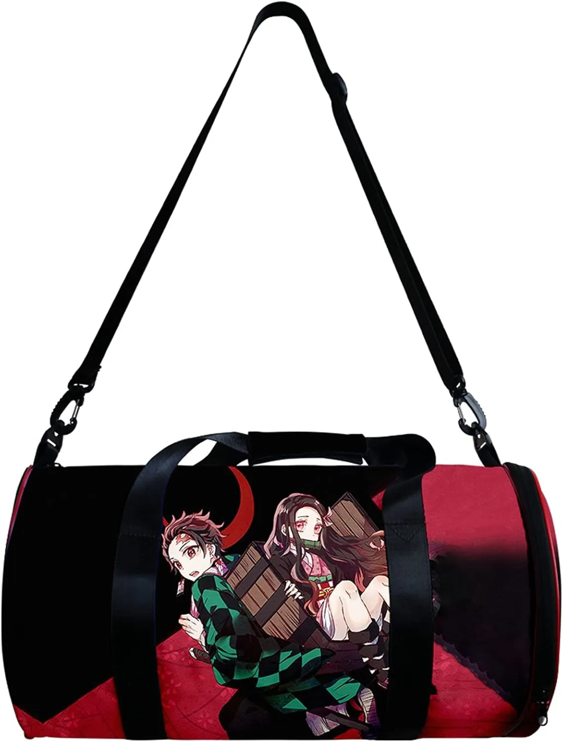 Demon Slay Large Capacity Travel Bag Gym Bag Kemitsu Sport Duffel Bag With Shoe Bag(Sibling)