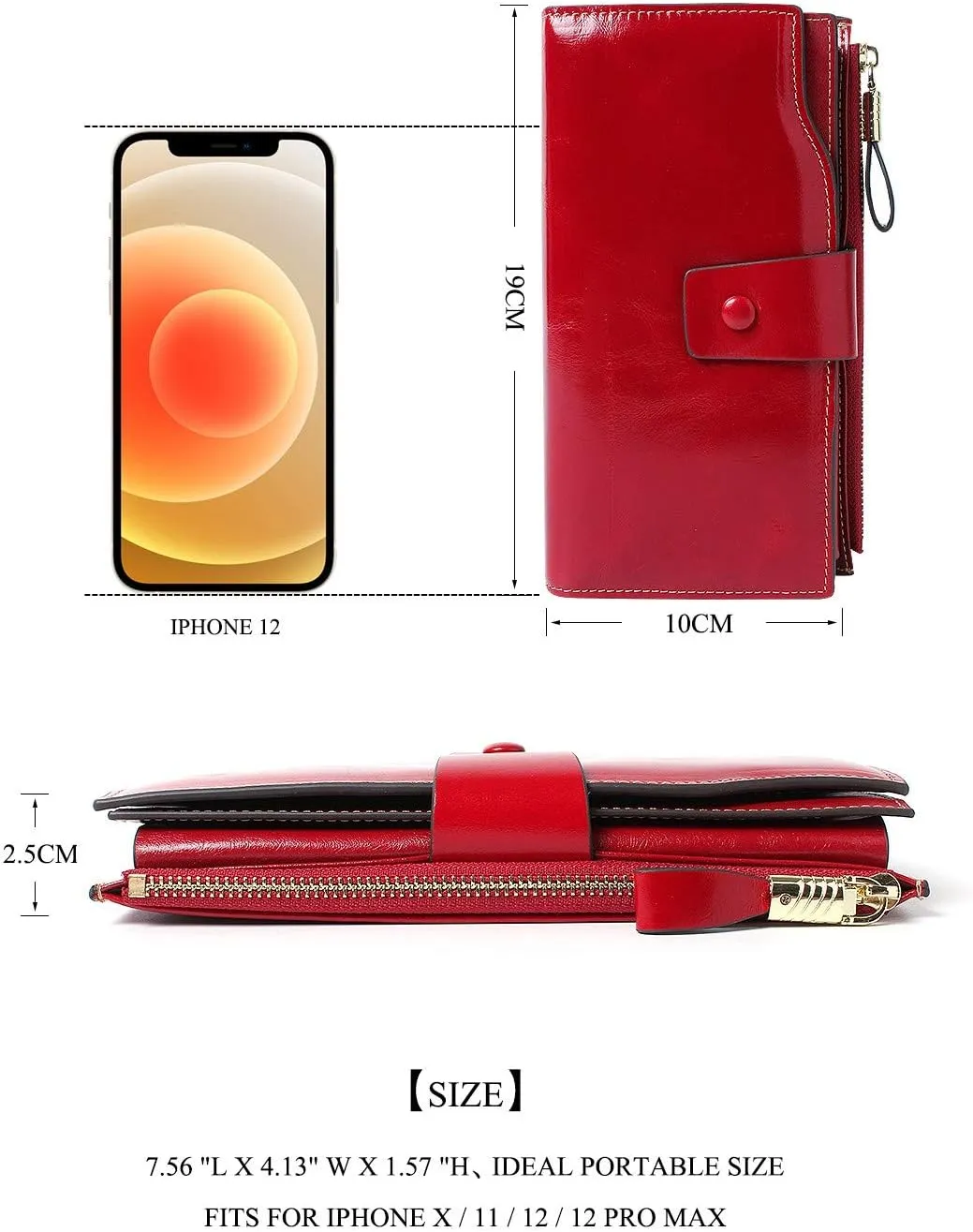 Demon&Hunter Women's RFID Blocking Large Capacity Luxury Wax Genuine Leather Purse Wallet DZA2083