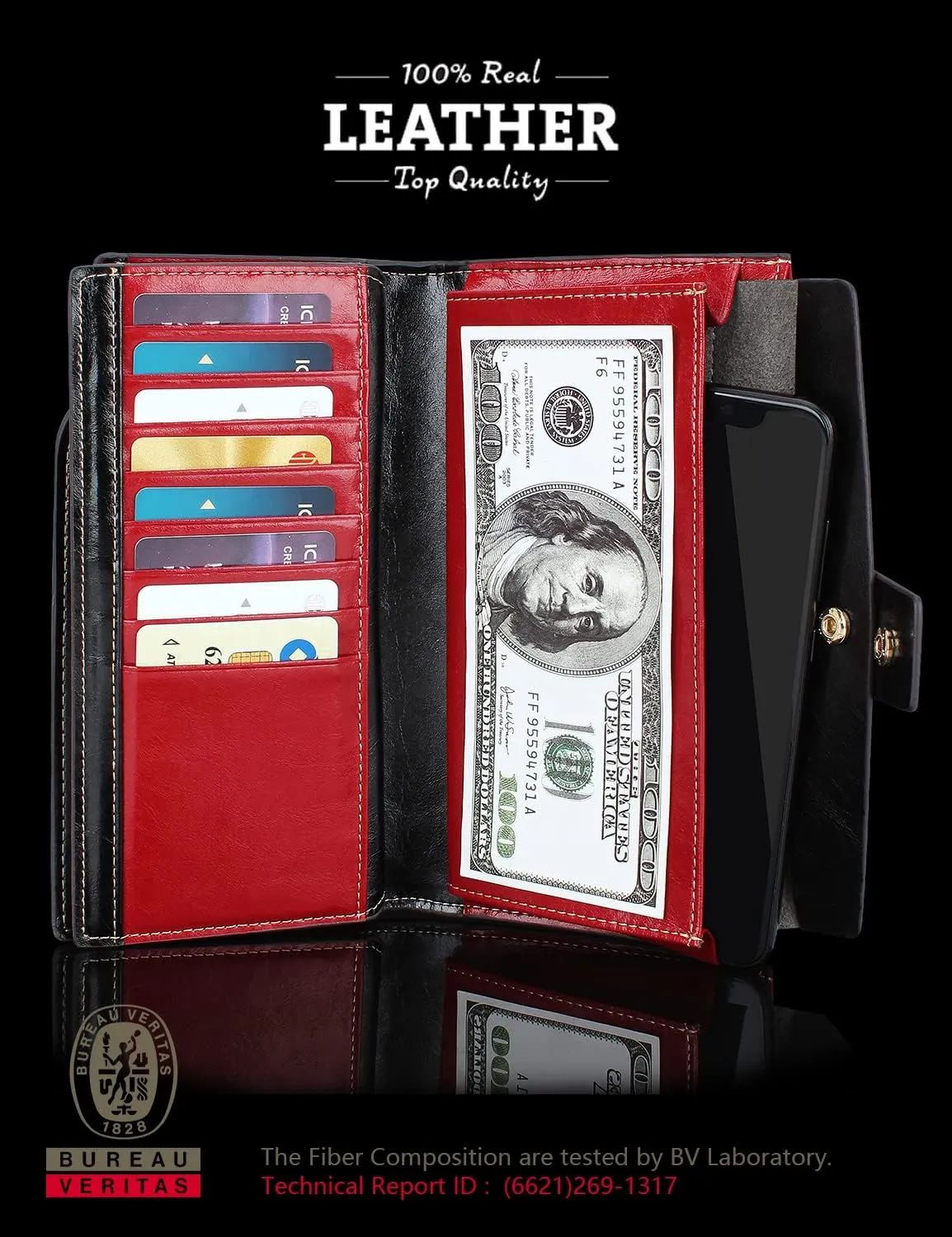 Demon&Hunter Women's RFID Blocking Large Capacity Luxury Wax Genuine Leather Purse Wallet DZA2083