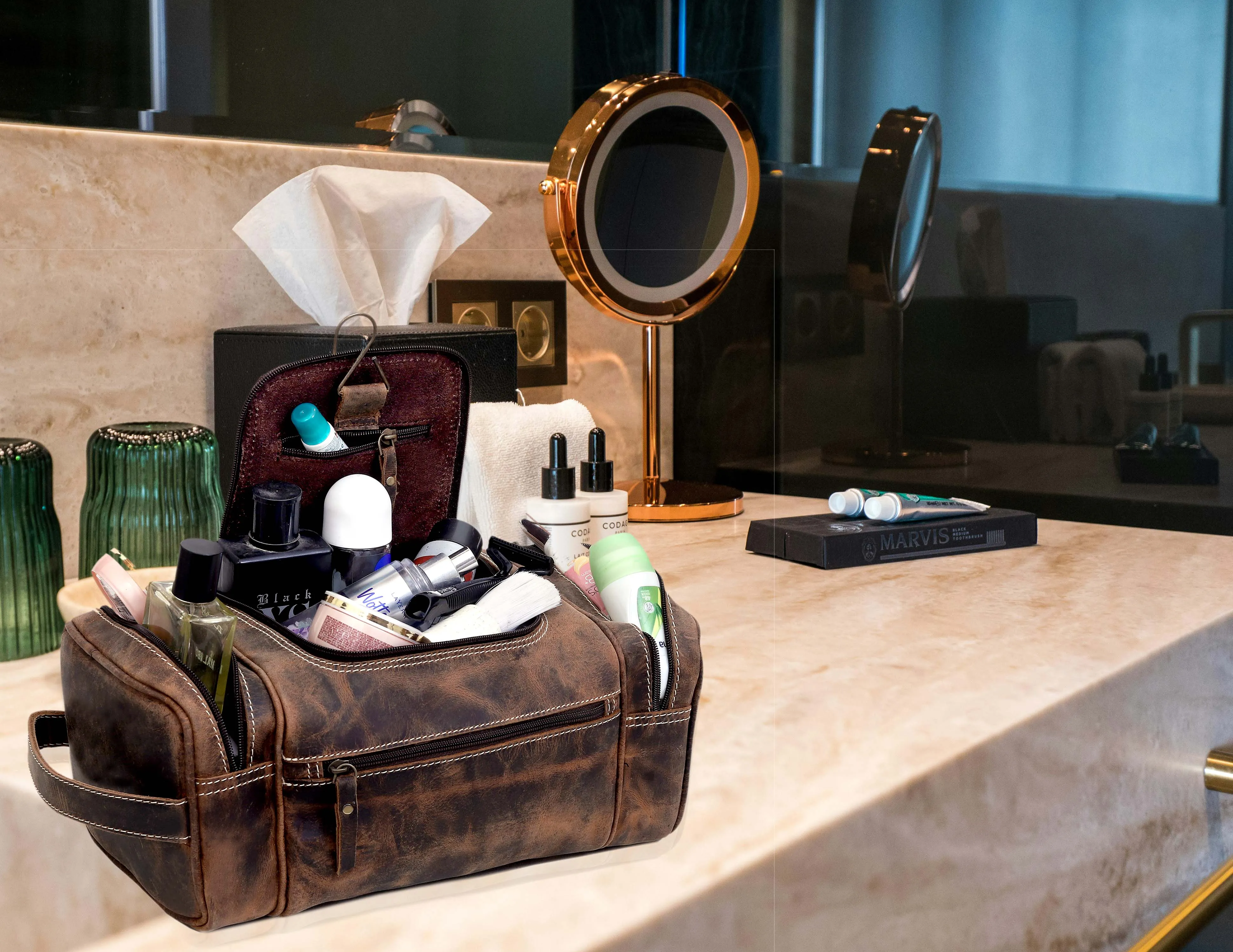 DENVER LEATHER TOILETRY