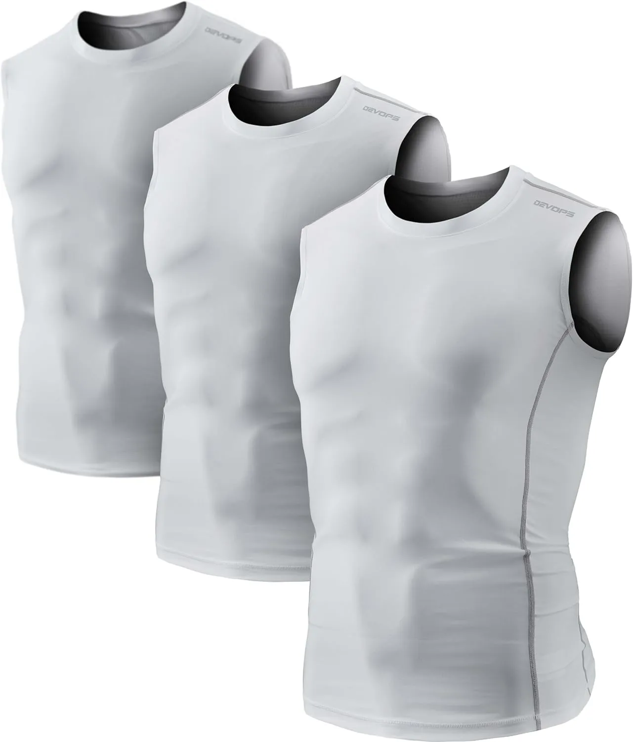 DEVOPS 3 Pack Men's Athletic Compression Shirts Sleeveless