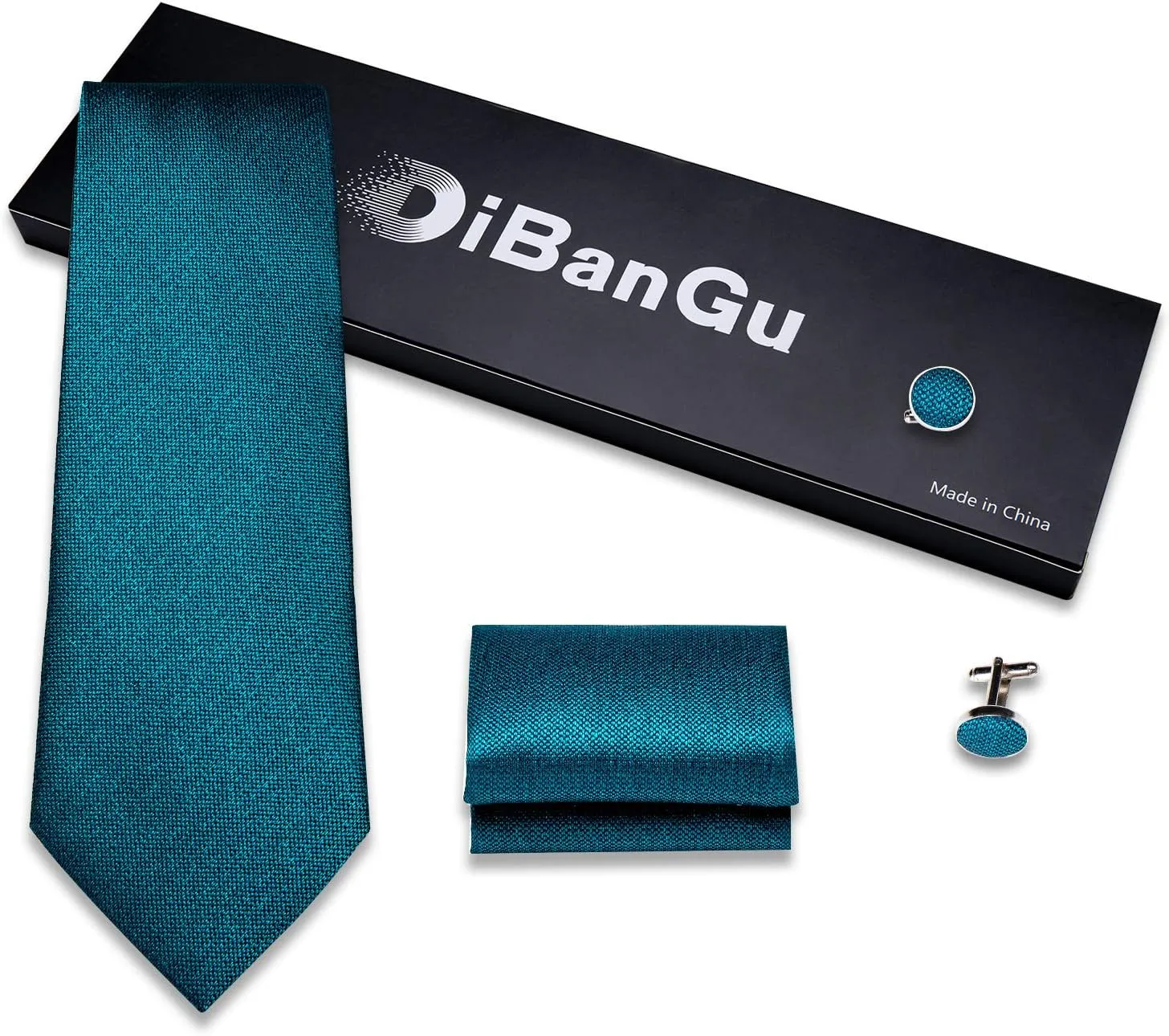 DiBanGu Mens Tie Set Silk Solid Paisley Necktie and Pocket Square Cufflinks Classic Formal Ties for Men Wedding Party