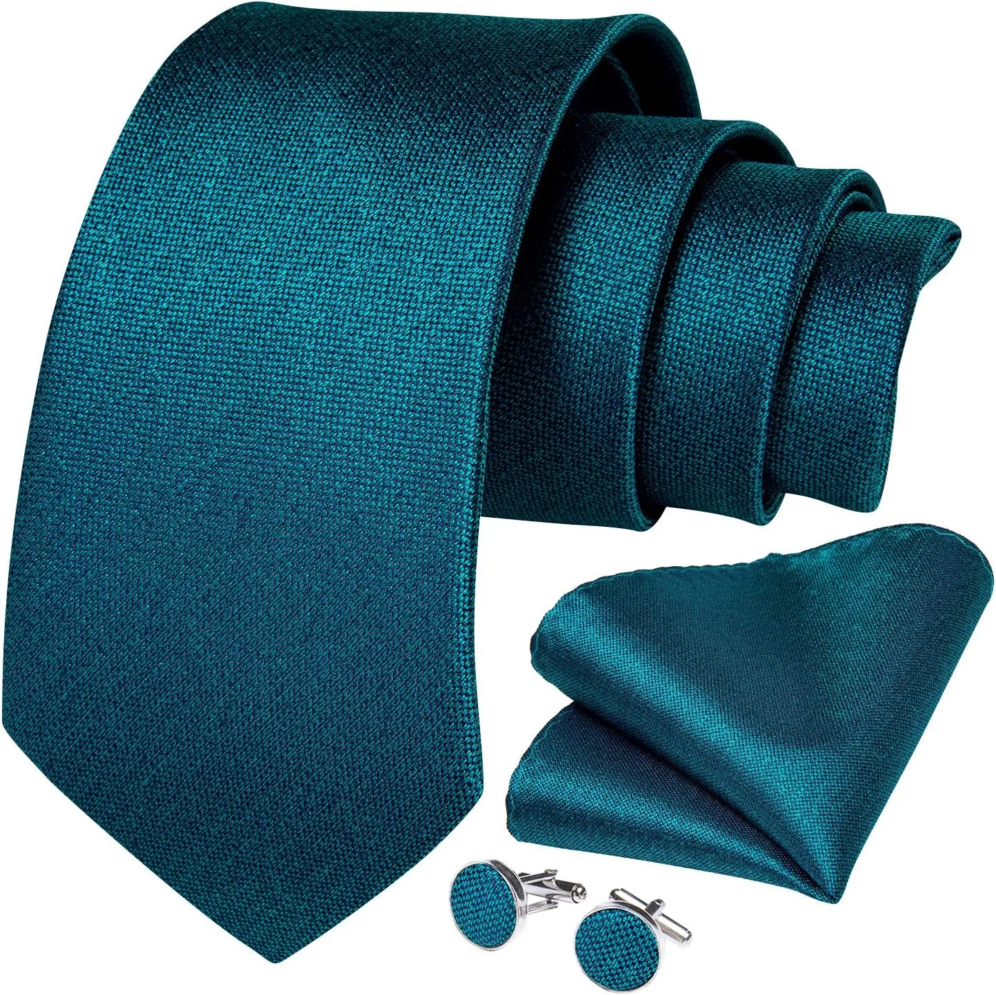 DiBanGu Mens Tie Set Silk Solid Paisley Necktie and Pocket Square Cufflinks Classic Formal Ties for Men Wedding Party