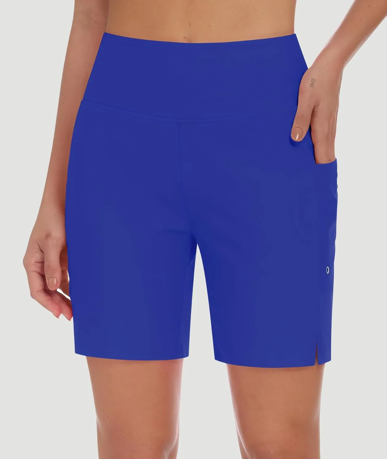 DIBAOLONG Women's Swim Shorts 7" High Waisted Quick Dry UPF 50  Beach Board Shorts for Women with Liner & Pockets