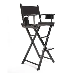 Directors Chair Tall Folding Studio Bar Stool Seat 75cm - Black