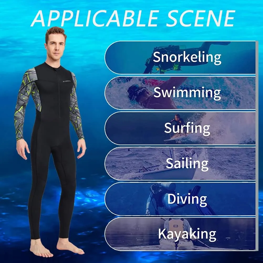 Dive Skins for Women Men Full Body Swimsuit Rash Guard Scuba Skin Thin Wetsuit, One Piece Long Sleeve Quick Dry Diving Skin UV Protection Surfing Spandex Wet Suit for Snorkeling Water Sport