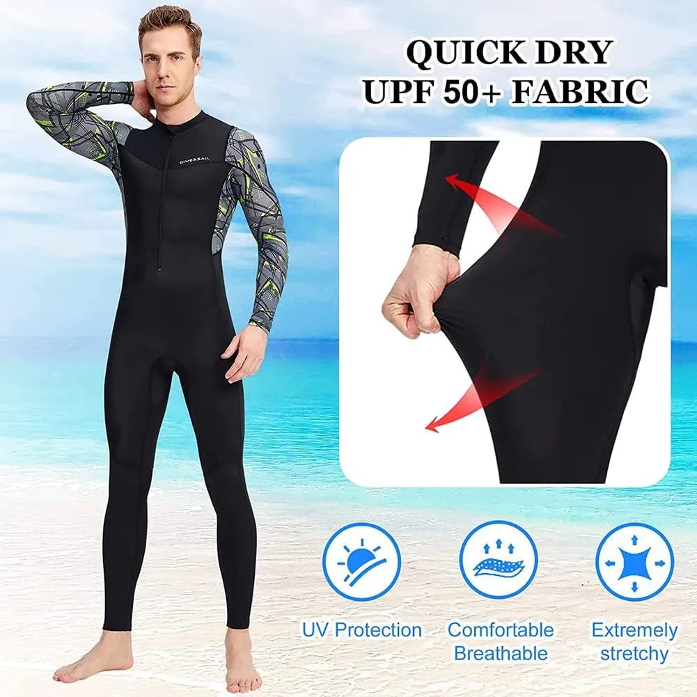 Dive Skins for Women Men Full Body Swimsuit Rash Guard Scuba Skin Thin Wetsuit, One Piece Long Sleeve Quick Dry Diving Skin UV Protection Surfing Spandex Wet Suit for Snorkeling Water Sport