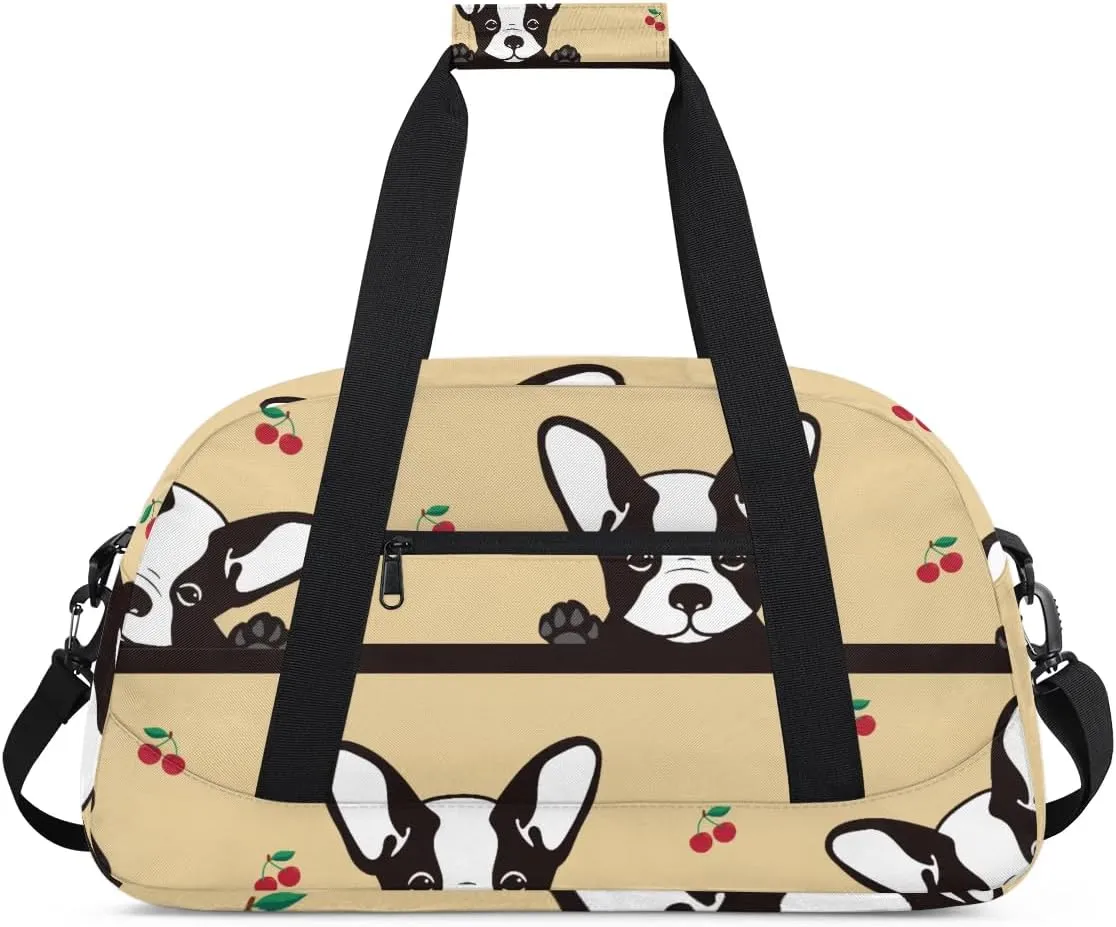 Dog Animals Texture Gym Bag Sports Duffle Bag Weekend Sleepover Duffel Bags Small Travel Tote for Overnight Workout Gymnastics Dance Ballet