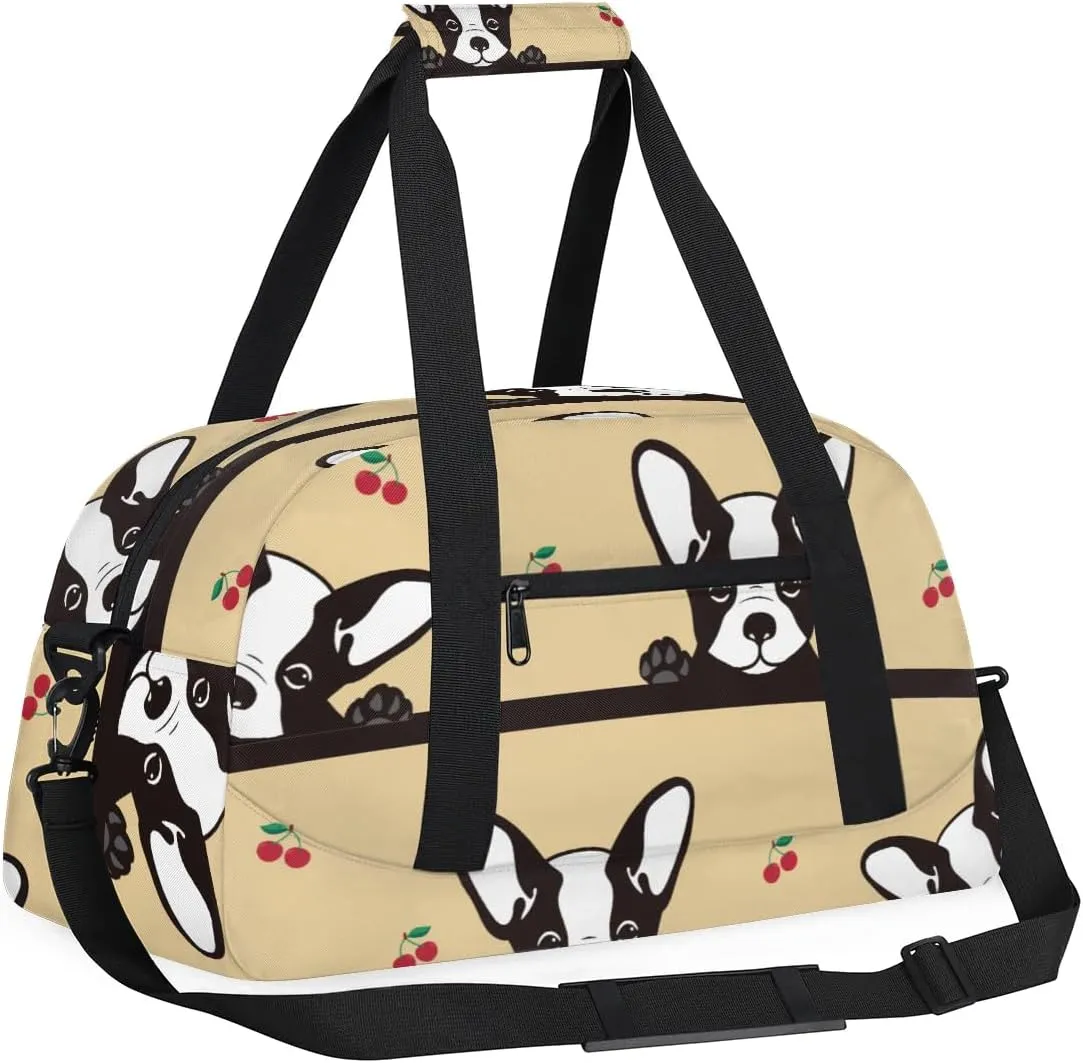 Dog Animals Texture Gym Bag Sports Duffle Bag Weekend Sleepover Duffel Bags Small Travel Tote for Overnight Workout Gymnastics Dance Ballet