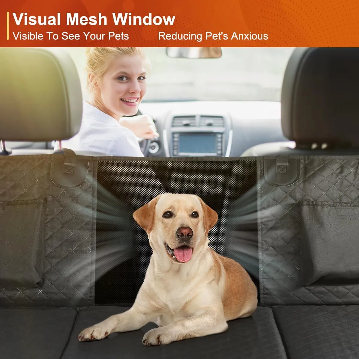 Dog Car Seat Cover, Back Seat Extender for Dogs,Dog Hammock for Car Backseat, Non Inflatable Dog Seat Cover for Back Seat,Hard Bottom Back Seat Protector for Cars,Trucs & Suvs