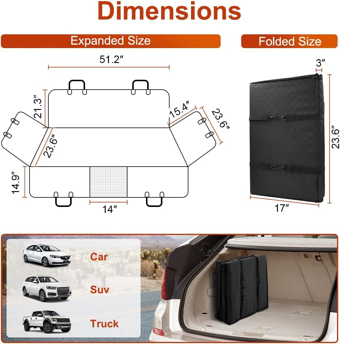 Dog Car Seat Cover, Back Seat Extender for Dogs,Dog Hammock for Car Backseat, Non Inflatable Dog Seat Cover for Back Seat,Hard Bottom Back Seat Protector for Cars,Trucs & Suvs