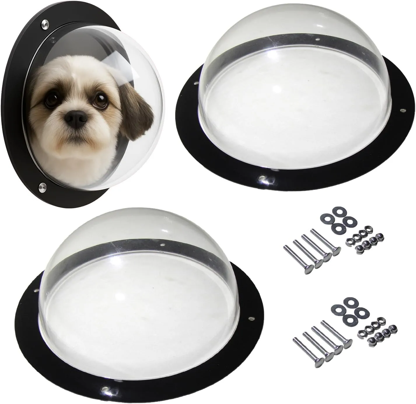 Dog Fence Window - Clear View Dome Pet Peek Window - 12.4in for Dog/cat/Horse,Even Children (2 Pack)