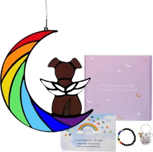 Dog Memorial Gifts for Loss of Dog, Rainbow Bridge Dog Memorial Sun Catcher, Pet Loss Sympathy Gift for Dogs