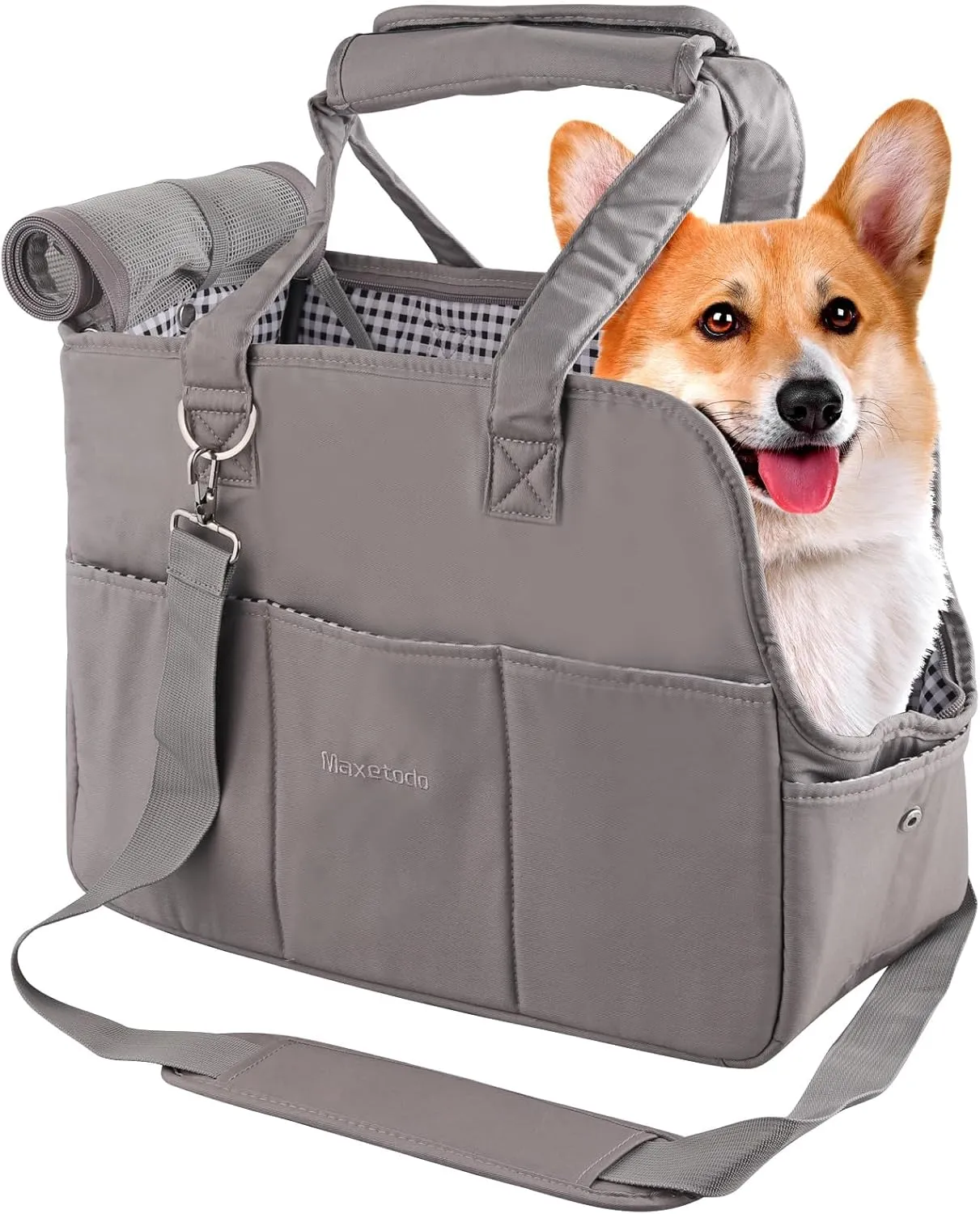 Dog Purse Carrier for Small Dogs (8 lbs)&Cats (11 lbs) Stylish Pet Carrier for Women,Travel,Walking,Shopping Airline Approved,Crossbody & Hand-Carry Options,Breathable Mesh Design,Dark Gray