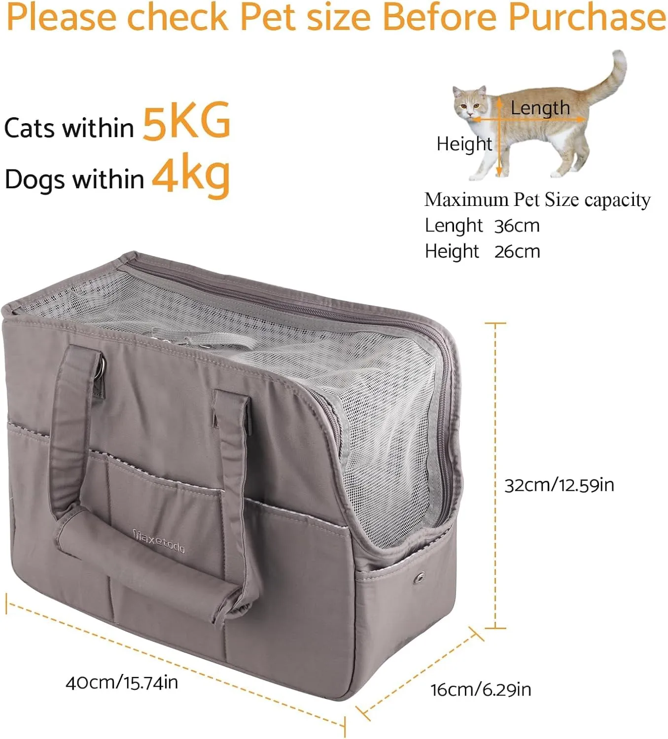 Dog Purse Carrier for Small Dogs (8 lbs)&Cats (11 lbs) Stylish Pet Carrier for Women,Travel,Walking,Shopping Airline Approved,Crossbody & Hand-Carry Options,Breathable Mesh Design,Dark Gray