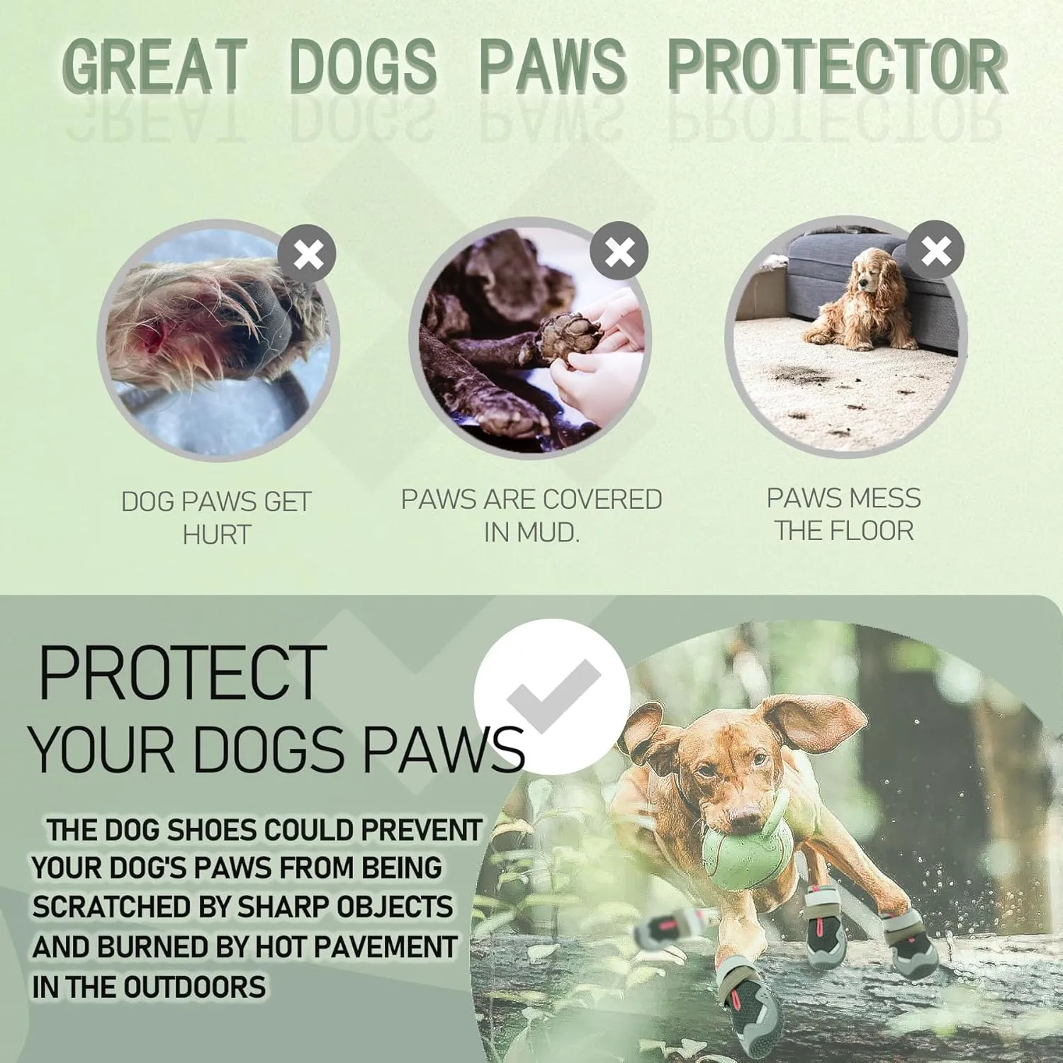 Dog Shoes for Large Medium Small Size Paw Protector, Mesh Breathable Pet Booties Summer Hot Pavement Waterproof with Anti Slip Rubber for Hardwood Floors Outdoor Running Winter Snow (Black)