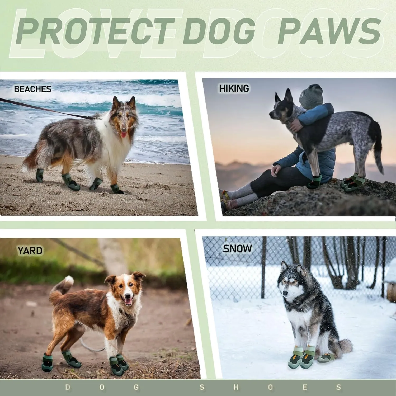Dog Shoes for Large Medium Small Size Paw Protector, Mesh Breathable Pet Booties Summer Hot Pavement Waterproof with Anti Slip Rubber for Hardwood Floors Outdoor Running Winter Snow (Black)