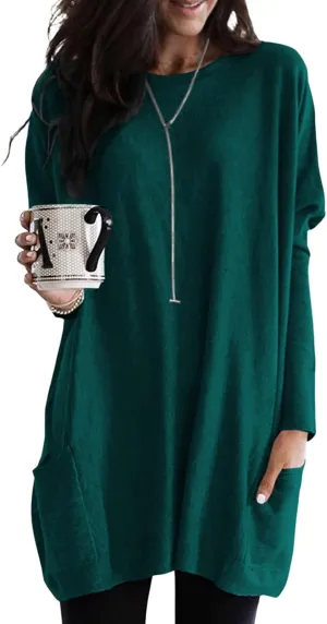 Dokotoo Womens 2025 Spring Outfits Casual Long Sleeve Shirts Lightweight Sweatshirts Fashion Tunic Tops with Pockets