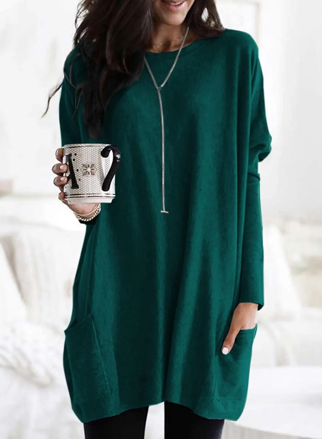 Dokotoo Womens 2025 Spring Outfits Casual Long Sleeve Shirts Lightweight Sweatshirts Fashion Tunic Tops with Pockets