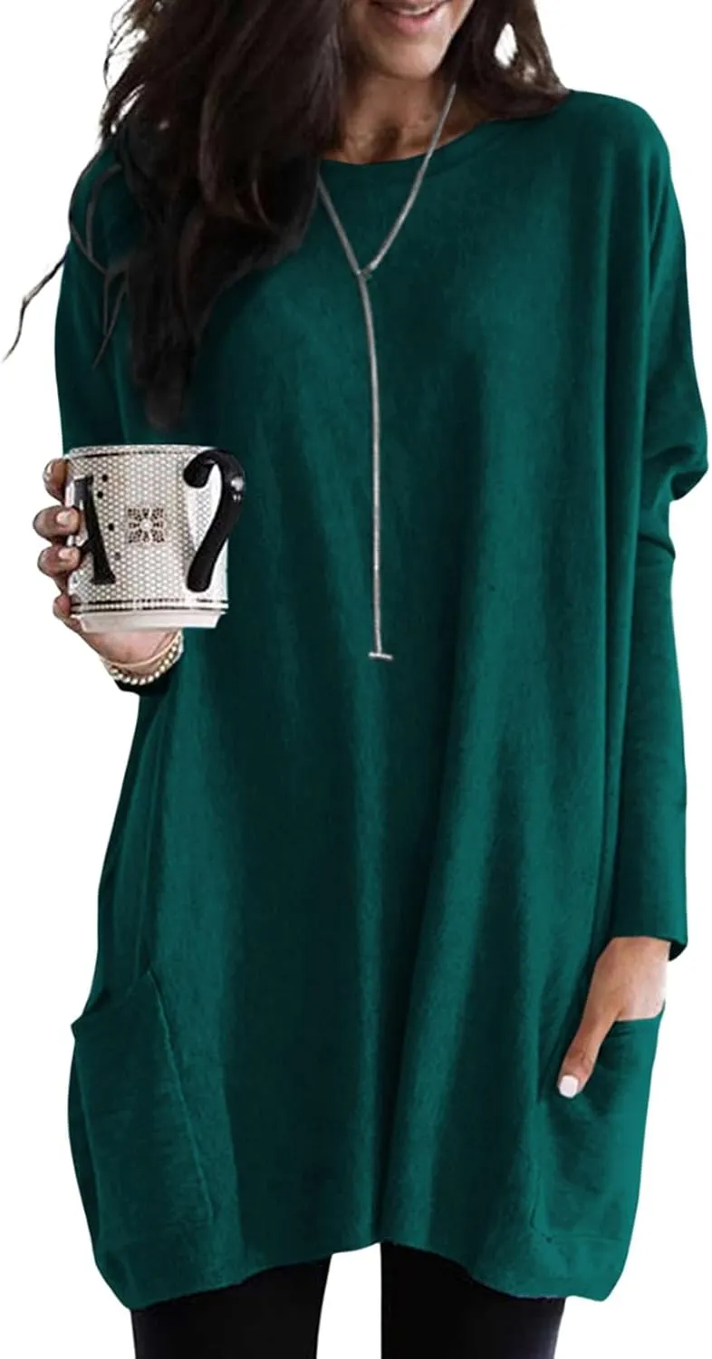 Dokotoo Womens 2025 Spring Outfits Casual Long Sleeve Shirts Lightweight Sweatshirts Fashion Tunic Tops with Pockets