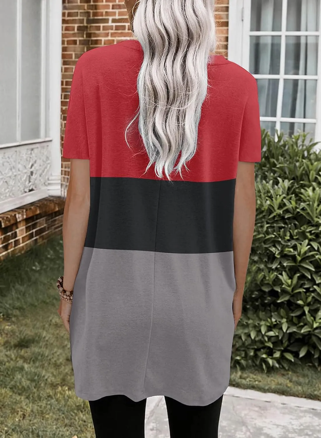 Dokotoo Womens Summer 2025 Casual Short Sleeve Shirts Loose Fit Oversized Tshirts Tunic Tops with Pockets