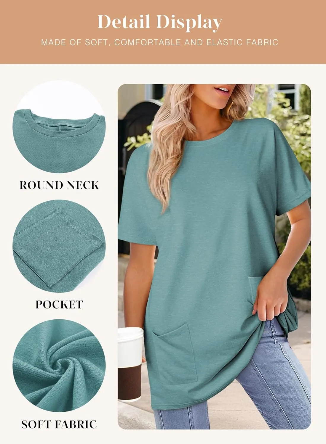 Dokotoo Womens Summer 2025 Casual Short Sleeve Shirts Loose Fit Oversized Tshirts Tunic Tops with Pockets