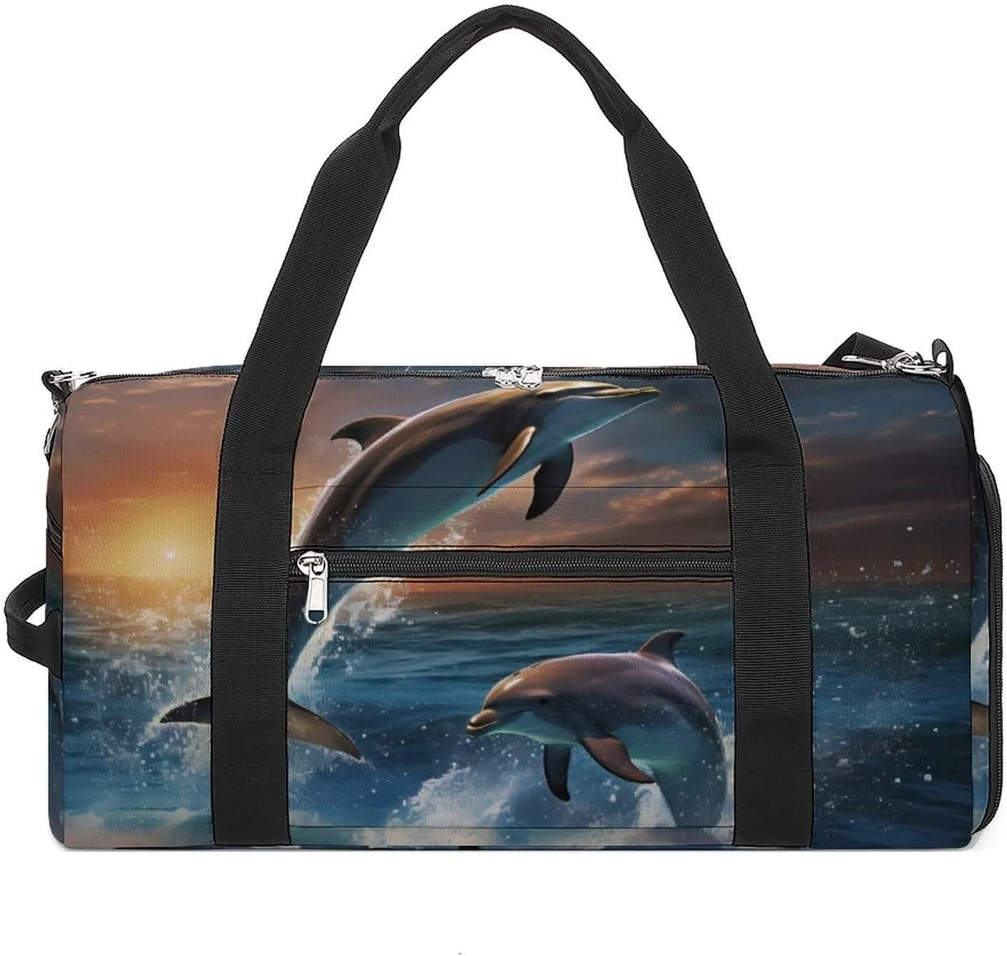 Dolphins Jump Sports Gym Bag for Men Women Travel Duffel Bag with Shoulder Strap