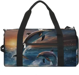 Dolphins Jump Sports Gym Bag for Men Women Travel Duffel Bag with Shoulder Strap