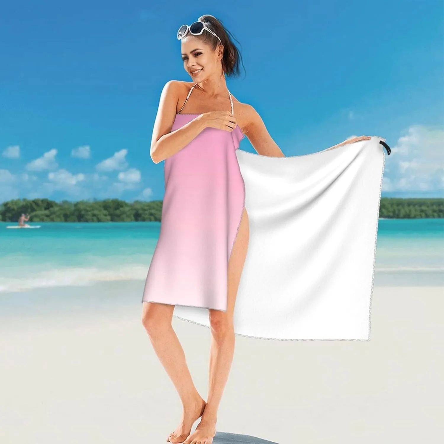 Dolphins Jumping at Sunset Pattern Microfiber Beach Towel,Quick Dry Super Absorbent Lightweight Oversized Large Towels Blanket for Travel Pool Swimming Bath,27.5 x 55 inch