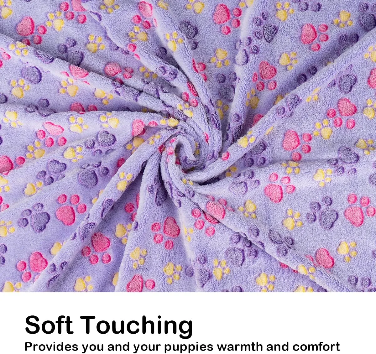 Dono 1 Pack 3 Dog Blankets for Small Dogs, Soft Fluffy Paw Print Pattern Fleece Pet Blanket Warm Sleep Mat, Puppy Kitten Blanket Doggy Mat for Dog Cat Kitten Doggy