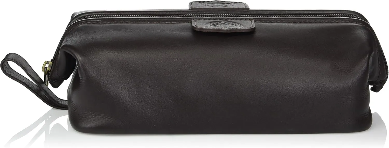 Dopp Men's First Class Leather Seasoned Traveler Admiral Kit, Brown, One Size