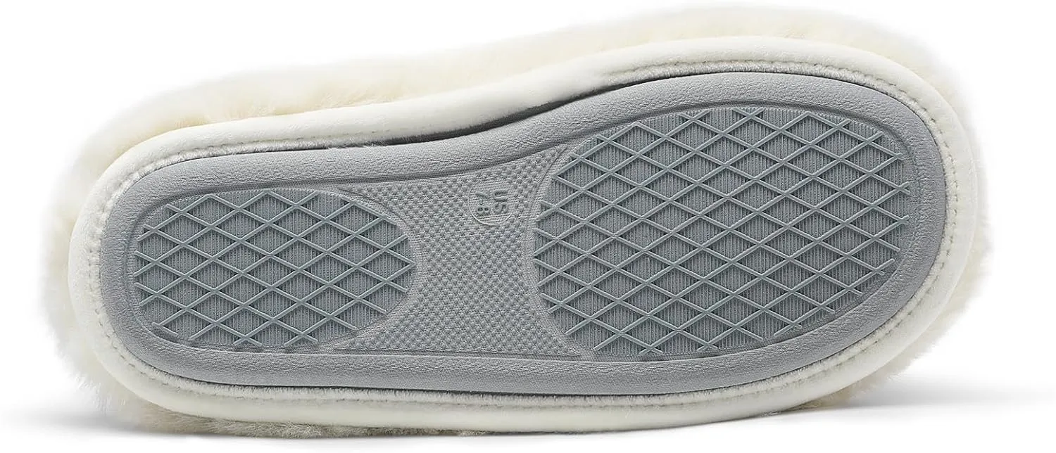 DREAM PAIRS Women's Plush Fuzzy Slip on Indoor Outdoor Winter House Slippers