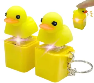 Duckys Quacking Fidget Toy - Duckeys Duck Keychain with Quacking Sound & Colorful Lights, Portable Duck Quacking Keychain for Stress & Anxiety Relief Fun Sensory Toy (Yellow-2 PCS)