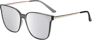 DUCO Oversized Polarized Sunglasses Womens Trendy Mirrored Shades Retro Round Vintage Light Weight UV400 Sun Glasses W016