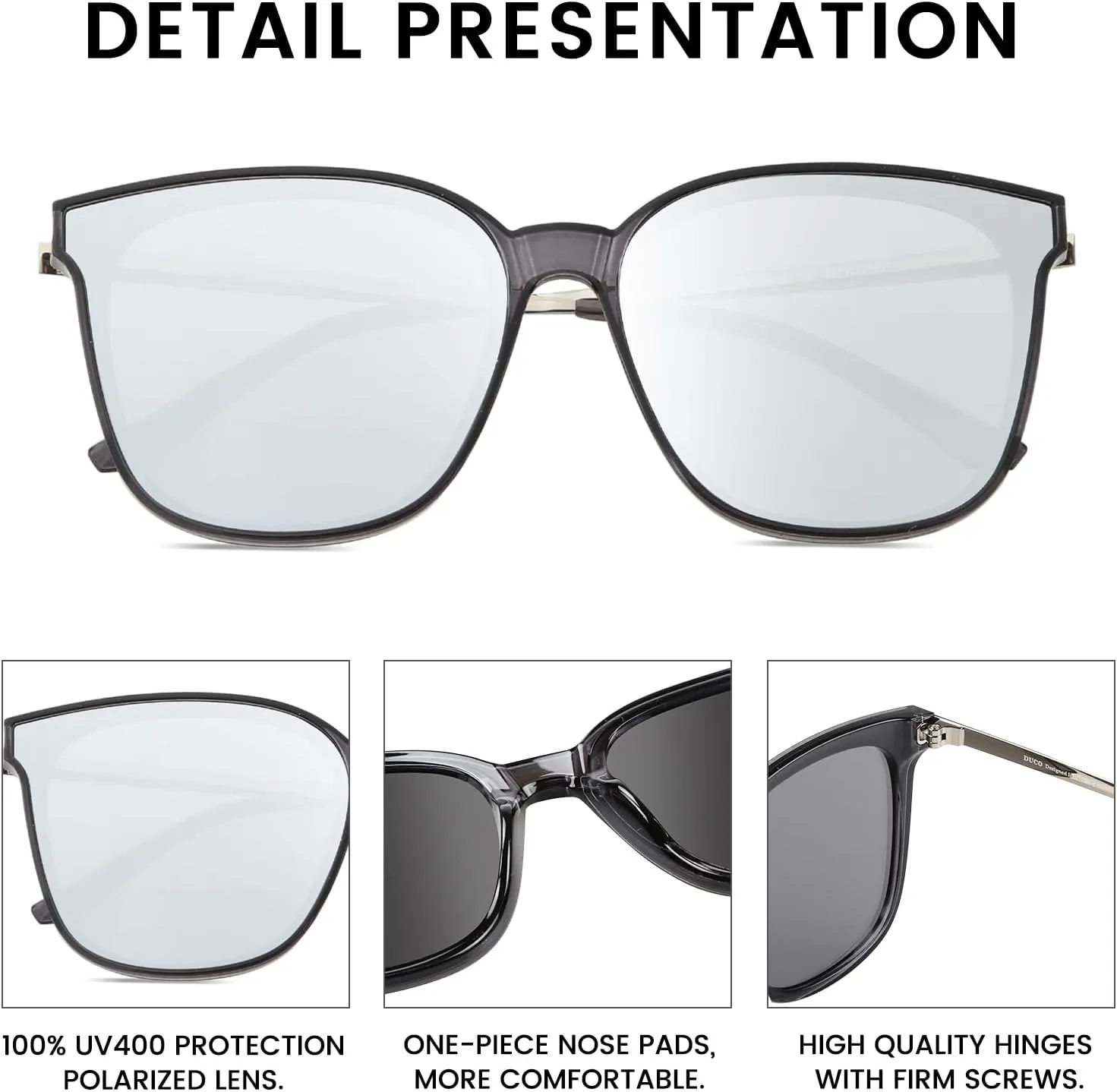 DUCO Retro Round Sunglasses for Women Vintage Polarized Woman Shades Lightweight PC Frame UV400 Protection Sun Glasses W016