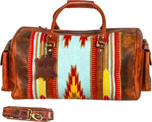 Duffle Bag Handmade Premium leather heavy duty Gym Sports Airplane Overnight Luggage Carry On Unisex Travel woven Rug Bag Wollen Bag Gift for His/Her MO4