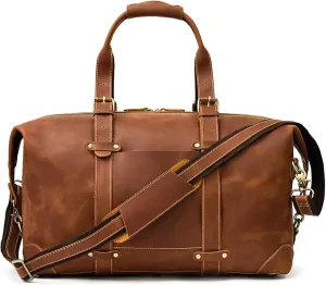 Duffle Bag Men's Leather Travel Bag Large Capacity Luggage Bag Retro for Travel, Workout
