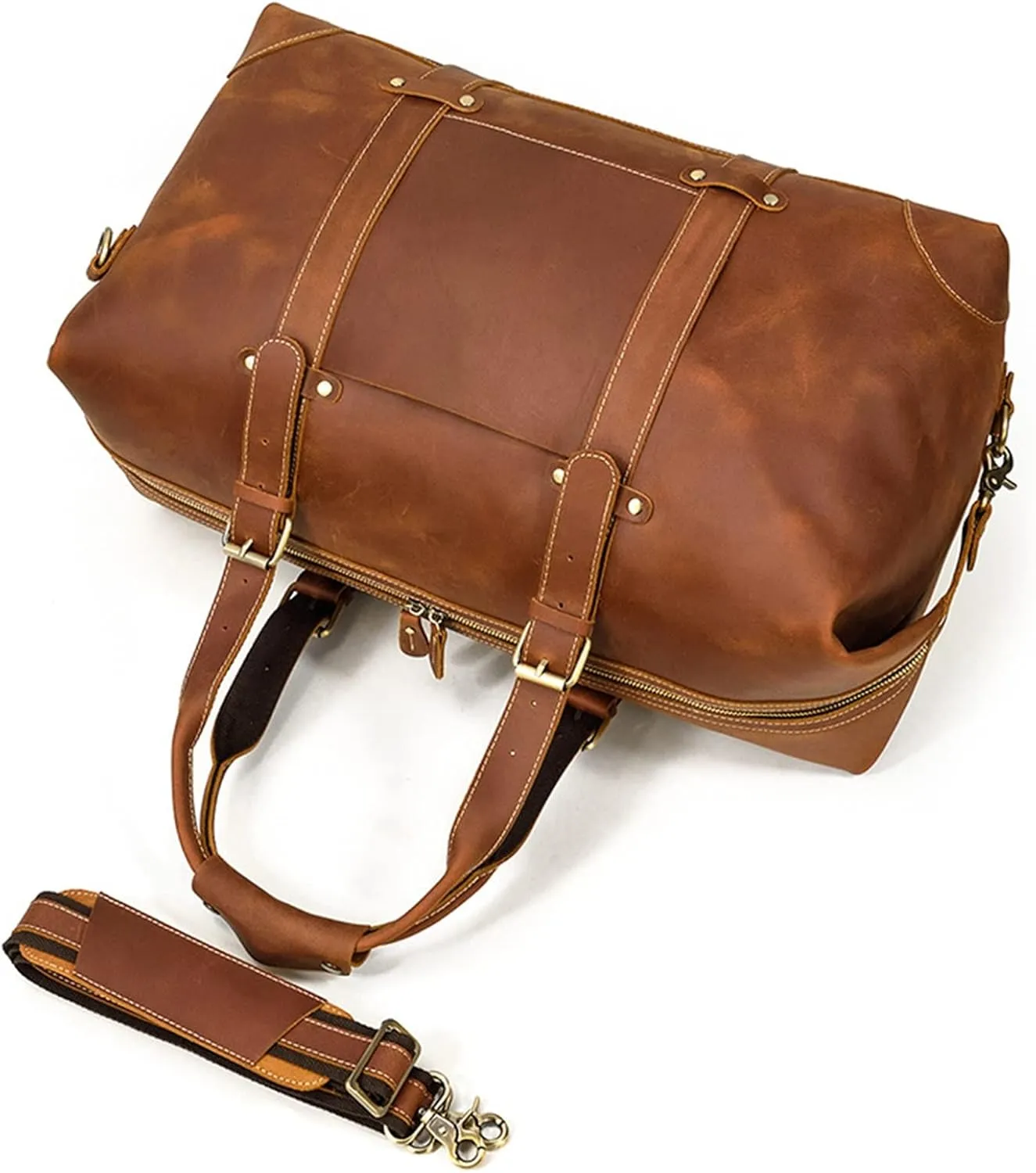 Duffle Bag Men's Leather Travel Bag Large Capacity Luggage Bag Retro for Travel, Workout