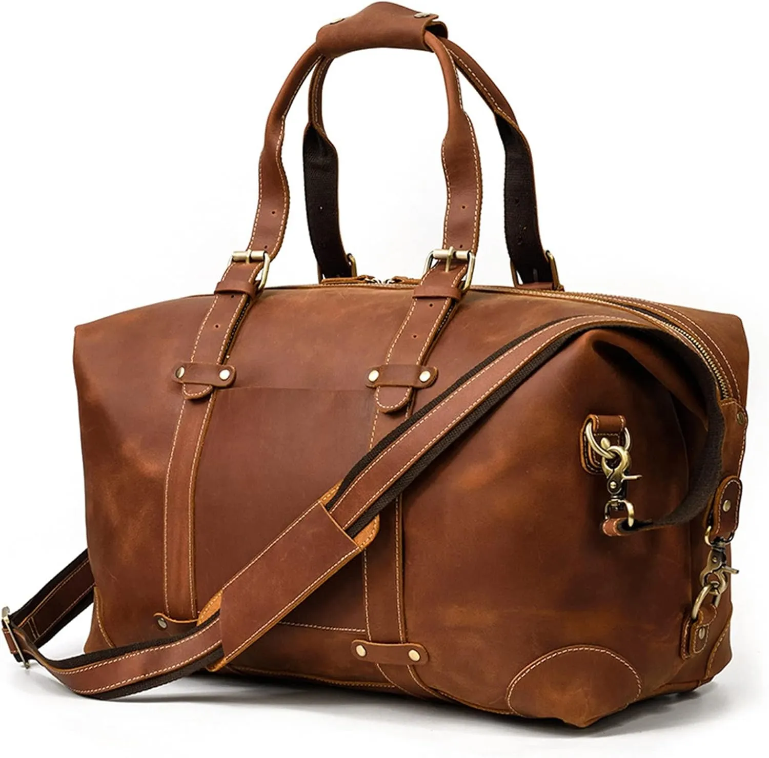 Duffle Bag Men's Leather Travel Bag Large Capacity Luggage Bag Retro for Travel, Workout