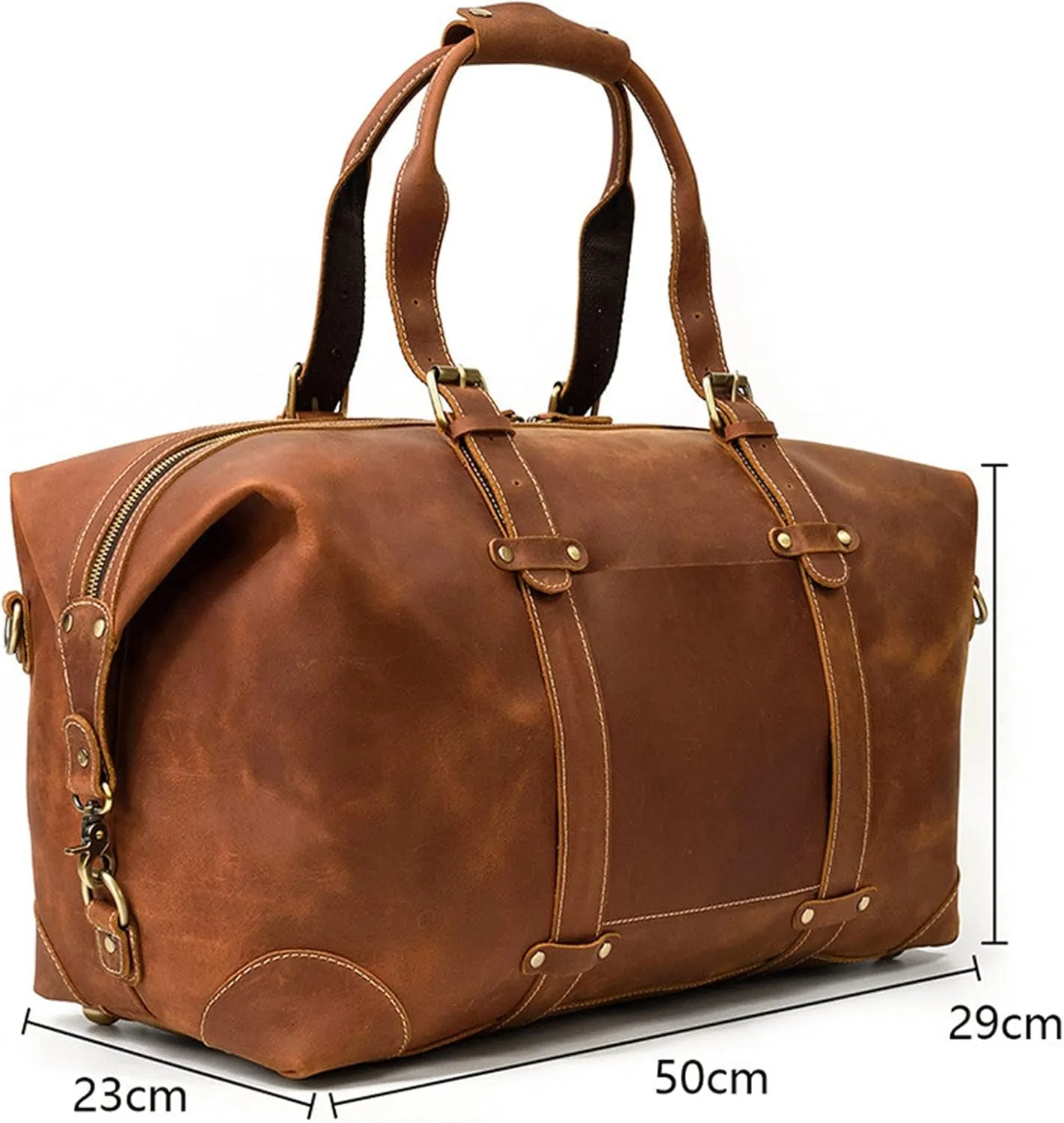 Duffle Bag Men's Leather Travel Bag Large Capacity Luggage Bag Retro for Travel, Workout