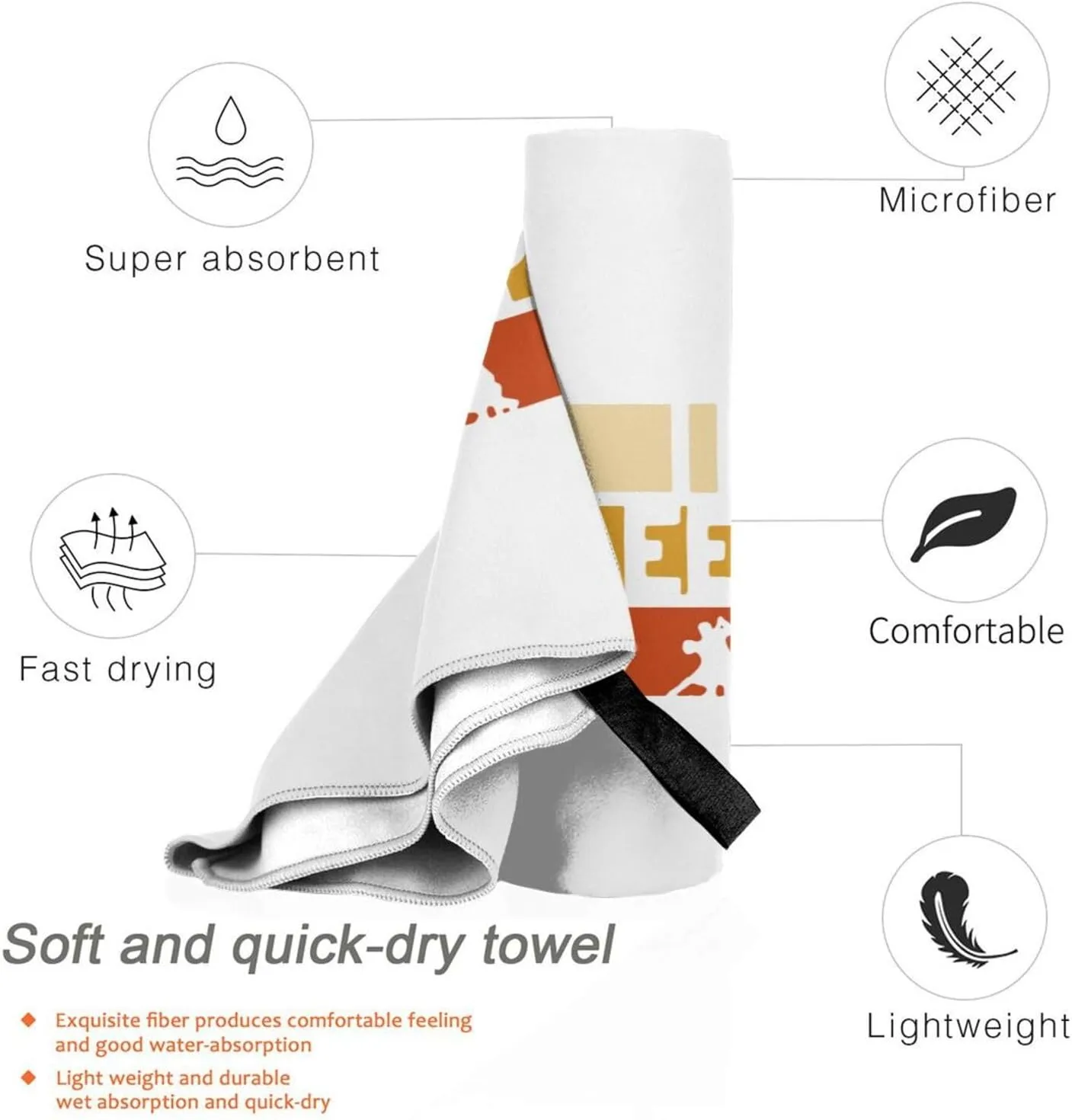 Eat Sleep Salsa Repeat Beach Towel with Travel Bag 27.5"x55" Quick Dry Sand Free Lightweight Large Oversized Towels Light Vacation Essentials