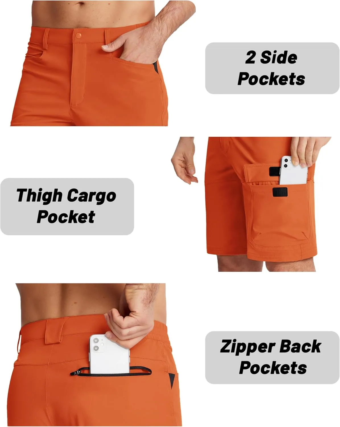 EKLENTSON Mens Outdoor Hiking Shorts Lightweight Quick Dry Casual Cargo Shorts Water Resistant with Pockets 10" Inseam