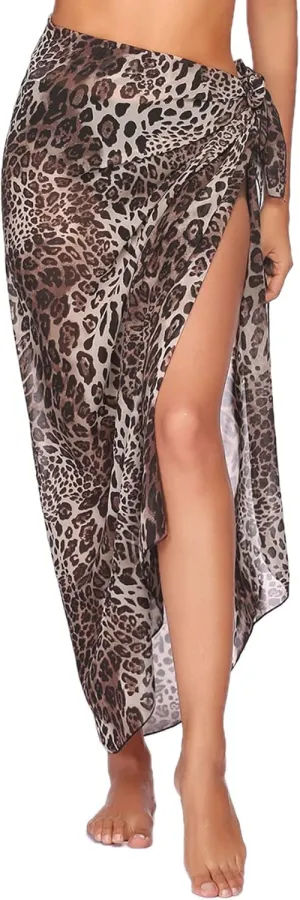 Ekouaer Women Sarong Swimsuit Coverups Chiffon Long Bikini Wraps Sheer Beach Bathing Suit Cover Up