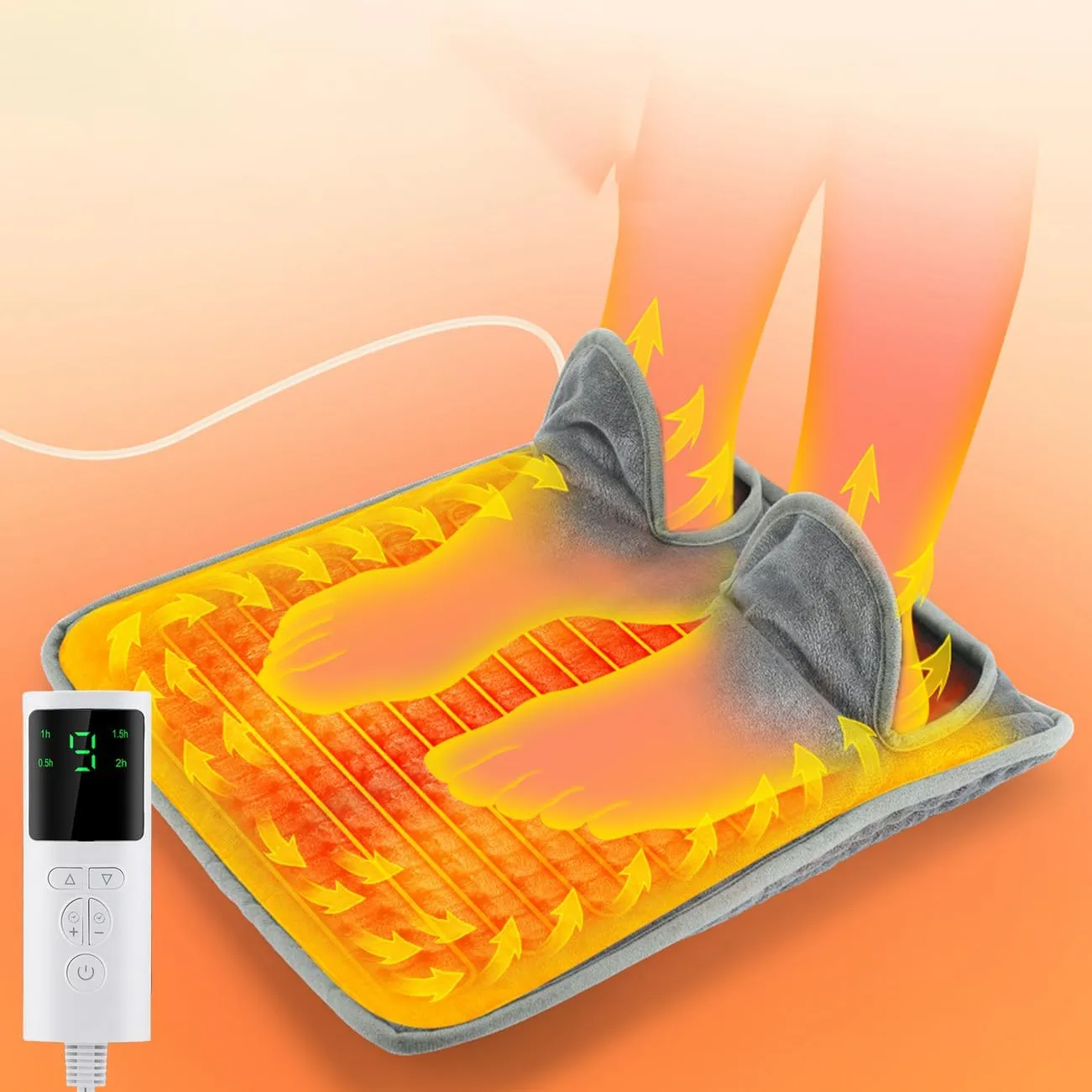 Electric foot warmer Foot heater under desk USB Crystal velvet soft plush insulation blanket 9 adjustable temperatures up to 60℃ 4 timing options Detachable power Machine washable Warming supplies