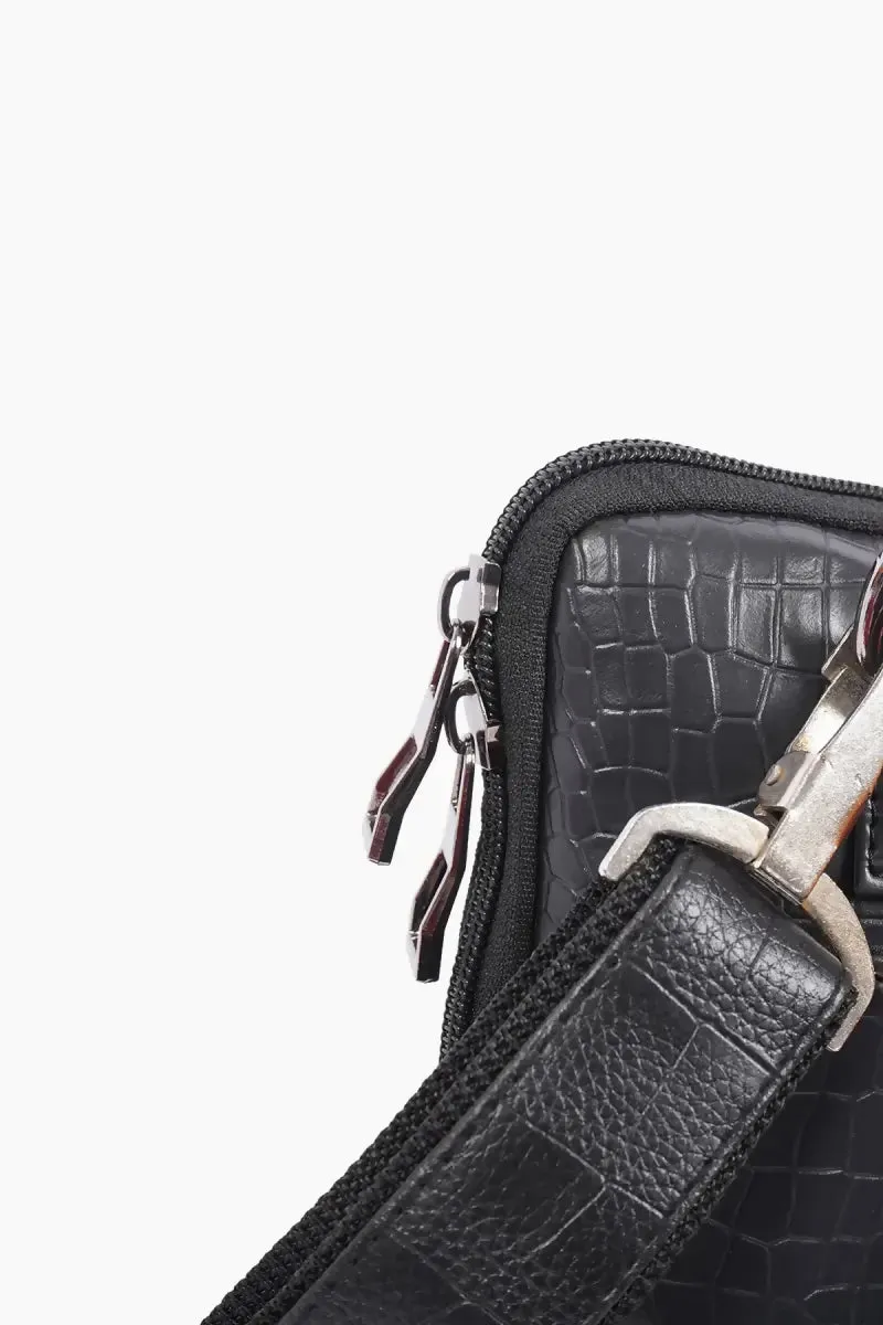 Elegance - Premium PVC Leather Shoulder Laptop Bag for Men( Black )