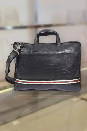Elegance - Premium PVC Leather Shoulder Laptop Bag for Men( Black )