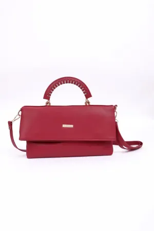 Elegance - Solid Structured Handheld and Sling Bag( Wine )