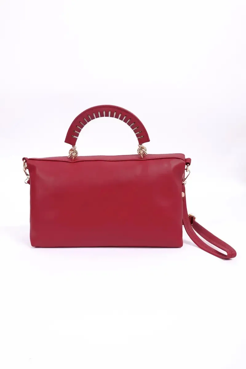 Elegance - Solid Structured Handheld and Sling Bag( Wine )